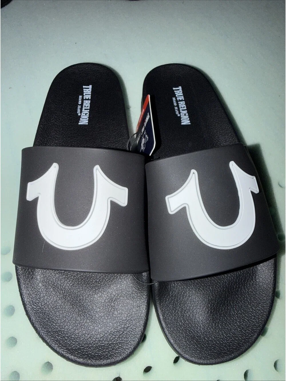 TRUE RELIGION Mens Slides Horseshoe Logo black various